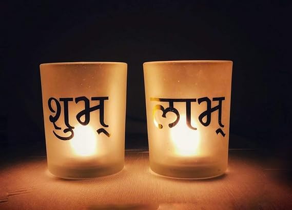 Divine Senses Illuminate Your Home with Shubh Labh Shadow Tealight Holder - Set of 2