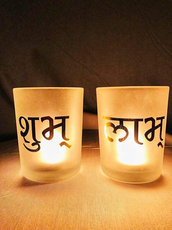 Divine Senses Illuminate Your Home with Shubh Labh Shadow Tealight Holder - Set of 2