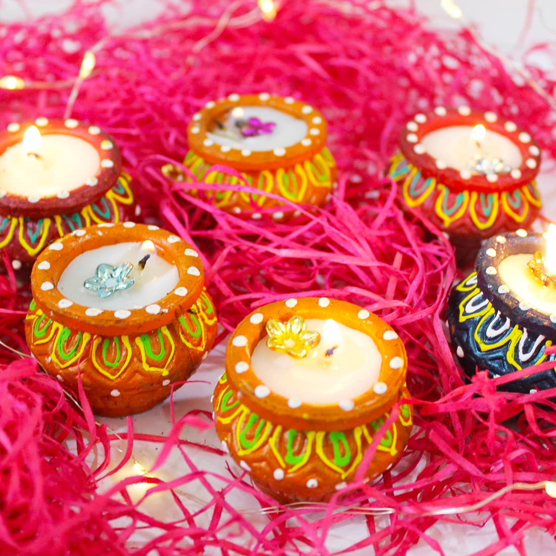Divine Sense Multicolor Handmade Decorative Diyas for Diwali