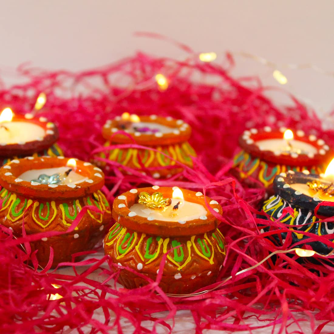 Divine Sense Multicolor Handmade Decorative Diyas for Diwali