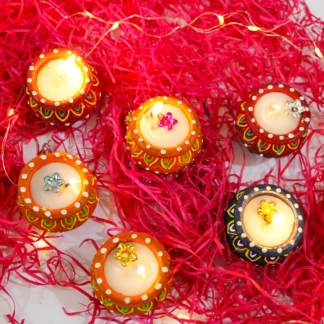 Divine Sense Multicolor Handmade Decorative Diyas for Diwali