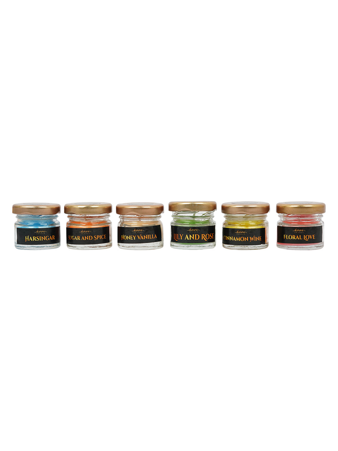 Divine Senses Wax Mini Jar Candle, Set of 6, Scented Candle  (Multicolor, Pack of 6)