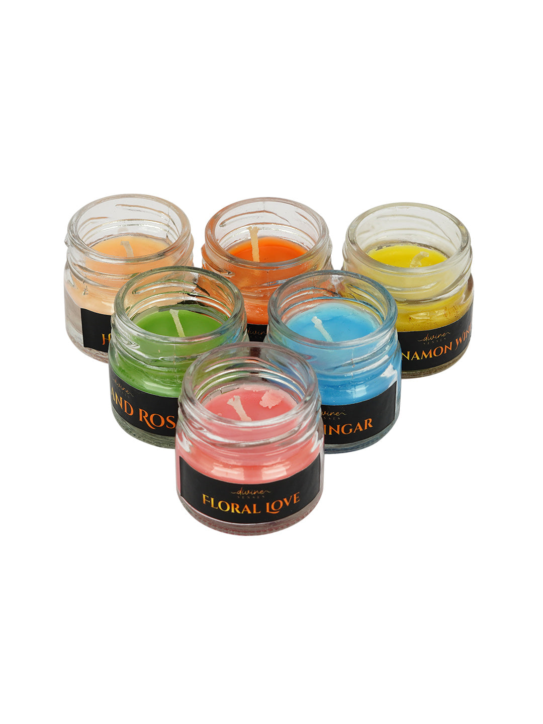 Divine Senses Wax Mini Jar Candle, Set of 6, Scented Candle  (Multicolor, Pack of 6)