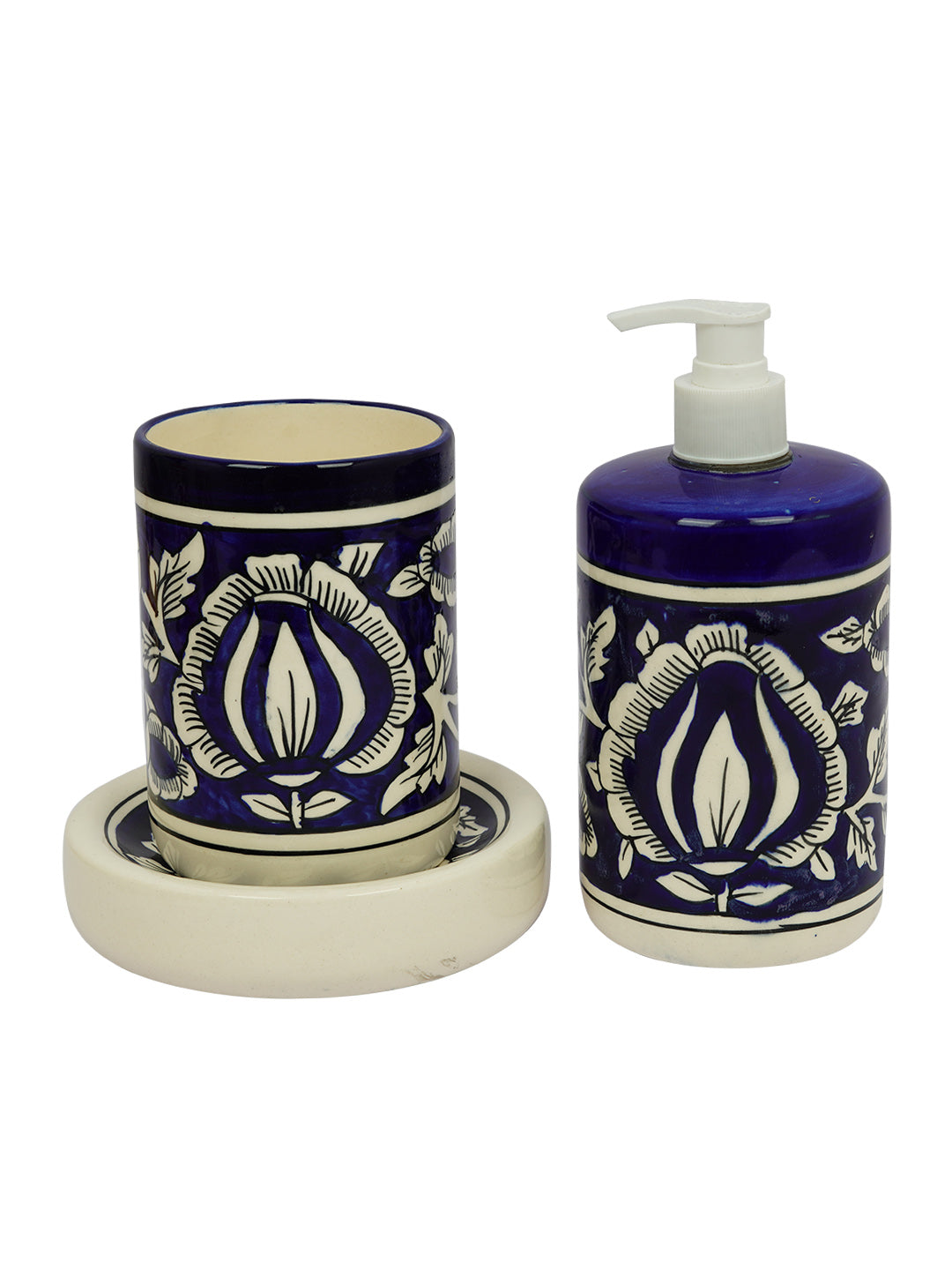 Divine Senses Ceramic Liquid Soap Dispenser/Ceramic Bathroom Accessory for Home Office Shop Dispenser Liquid Shop Hand wash Bottle for Bathroom (Pack of 3)