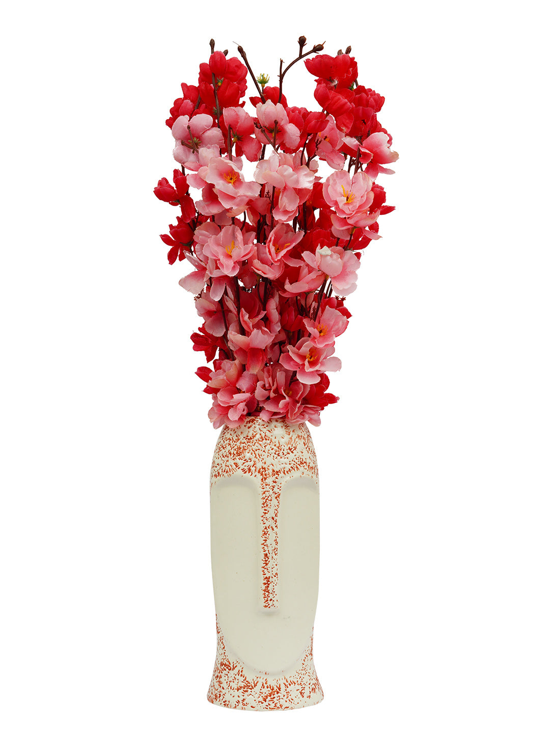 Divine senses Modern Ceramic Face Planter Pot Indoor Outdoor Flower Plant Succulent Decor Small Flower (Red)