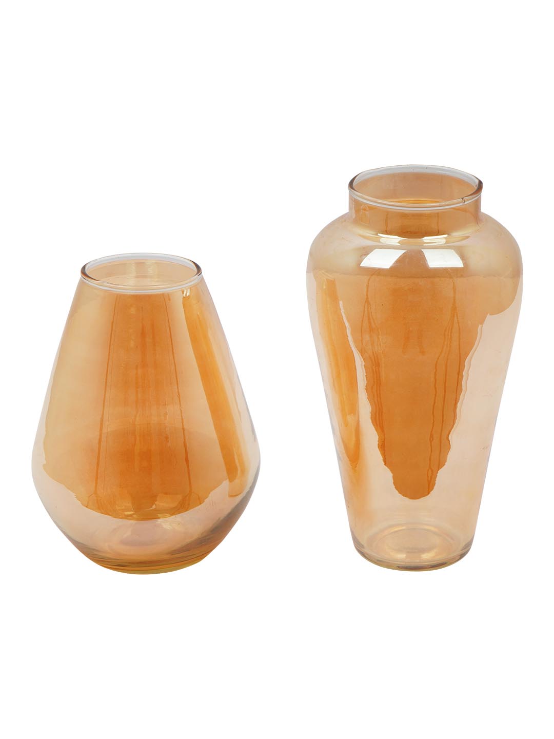 Amber Flower Glass Vase Room Office and Place Settings (Set of 2)