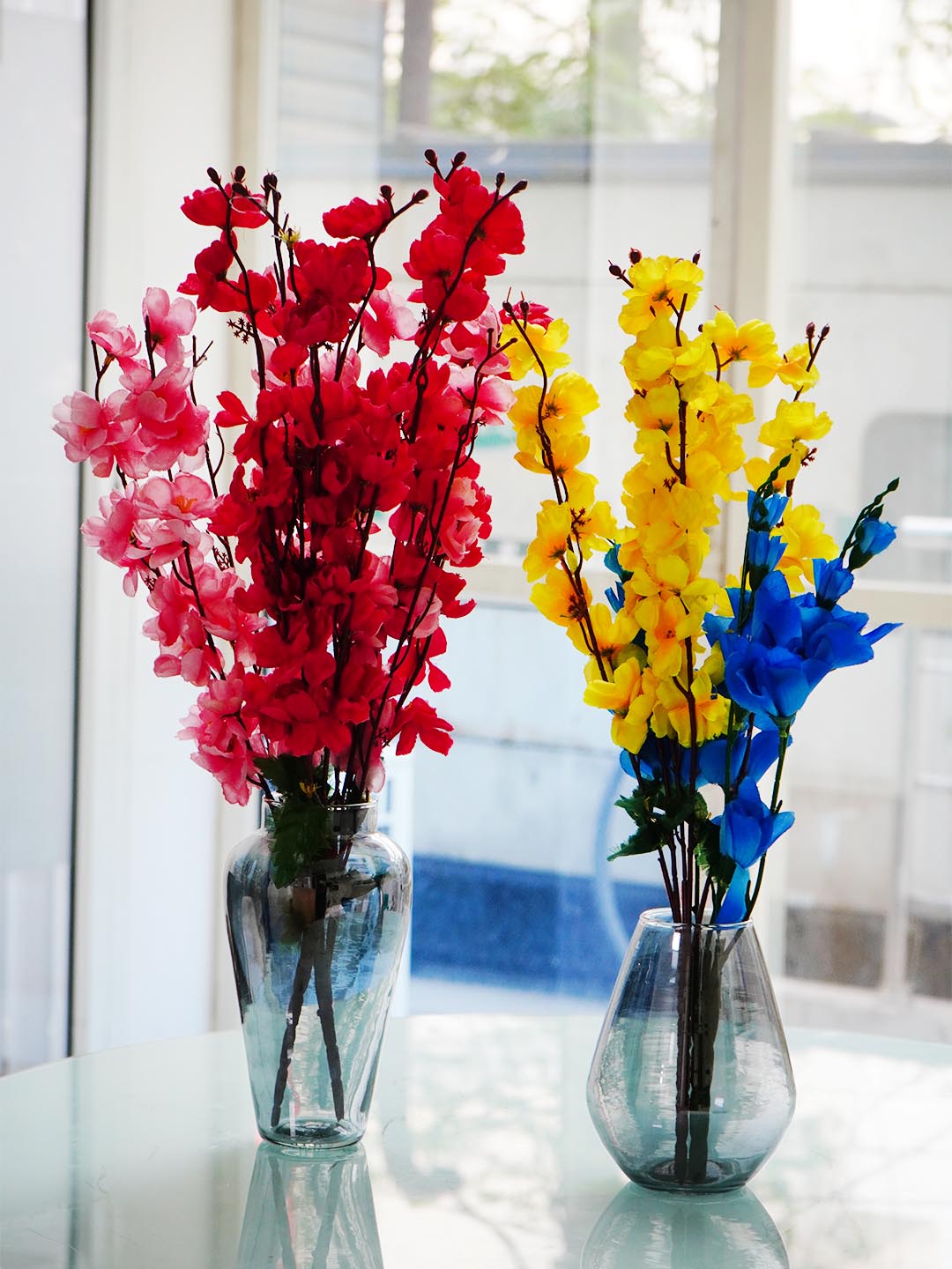 Amber Black Flower Glass Vase Set Perfect for Wedding & Home Decorative