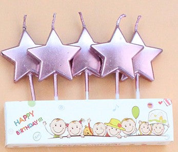 Pink Star Shaped Birthday Candle (Pack of 5)