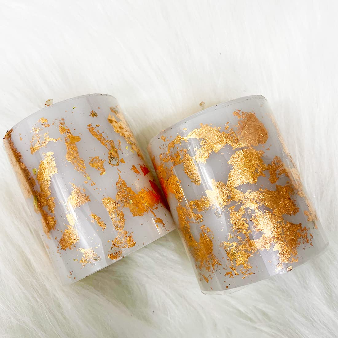 Gold Leaf Metallic Pillar Candle (Rose Gold) Set of 2