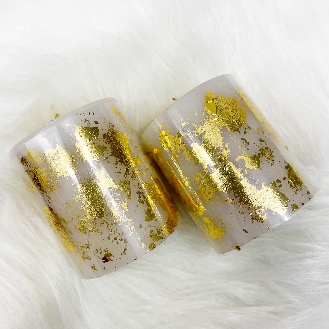 Gold Leaf Metallic Pillar Candle (Gold) Set of 2