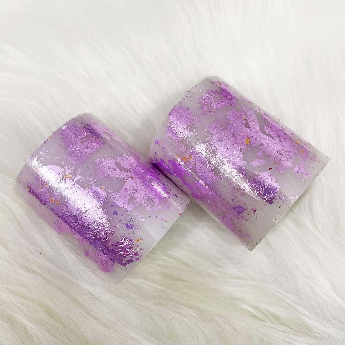 Gold Leaf Metallic Pillar Candle (Purple) Set of 2