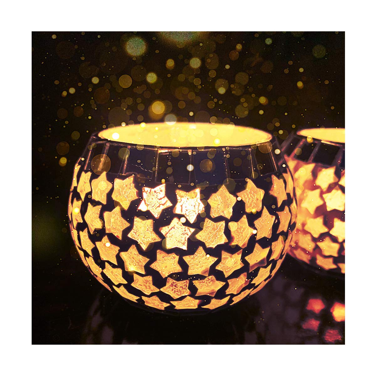Mosaic Glass Tealight Candle Holder (Pack of 2)Big Stars