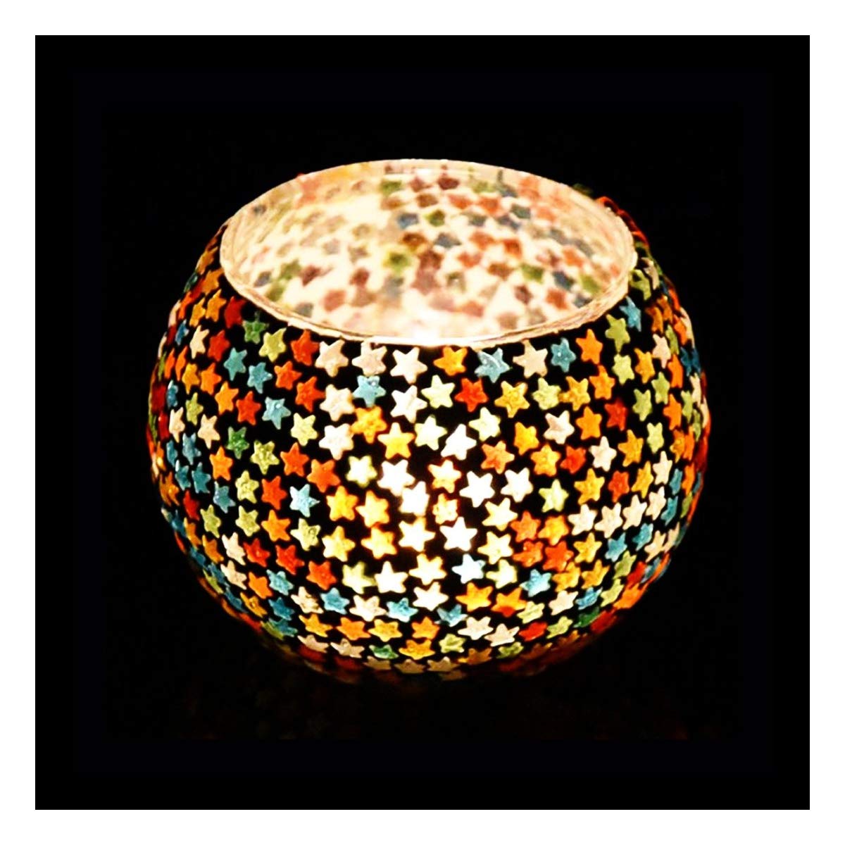 Mosaic Glass Tealight Candle Holder (Pack of 2)Colorful Multi-Stars