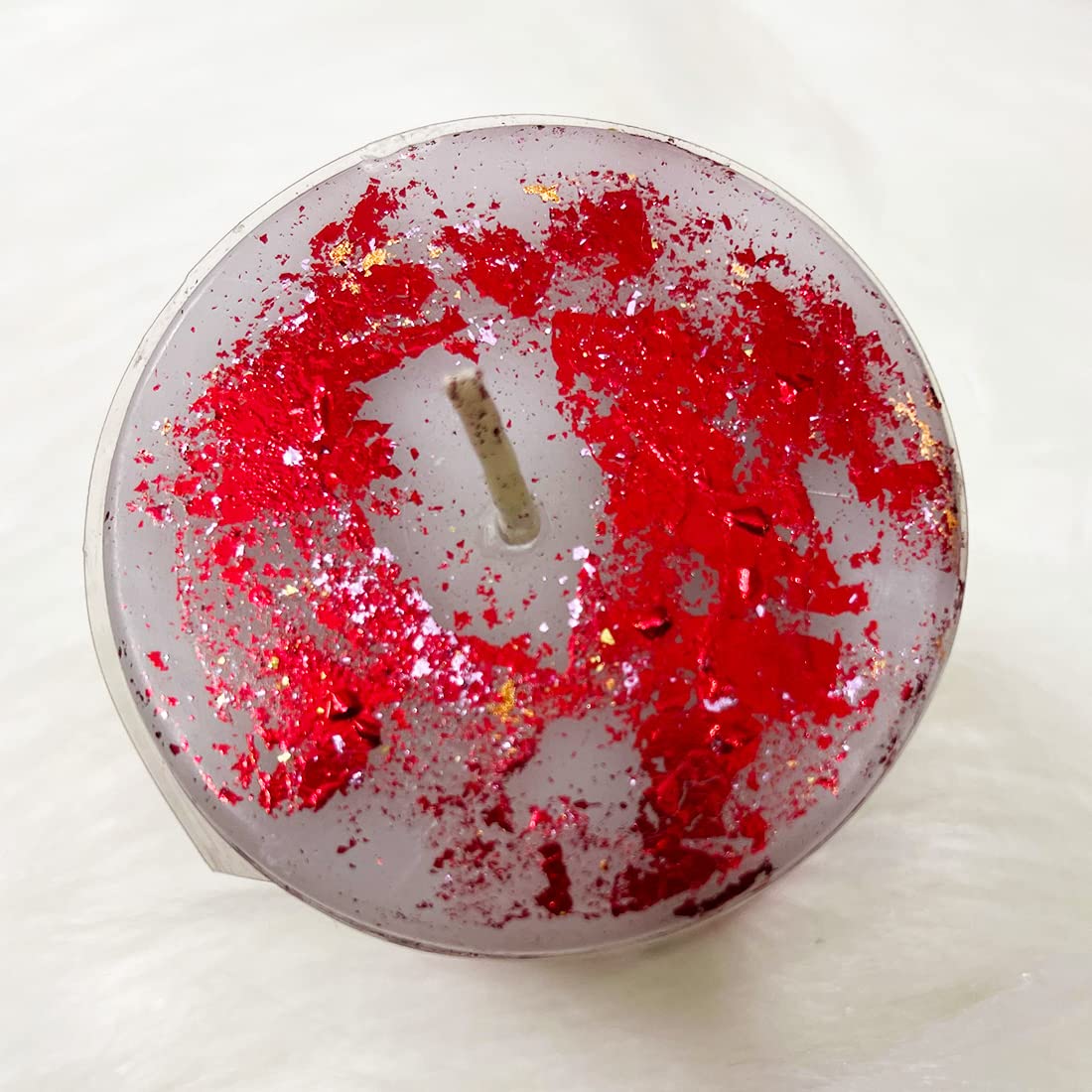 Gold Leaf Metallic Pillar Candle (Red)  Set of 2