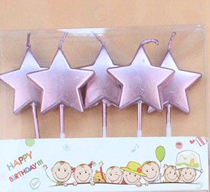 Pink Star Shaped Birthday Candle (Pack of 5)
