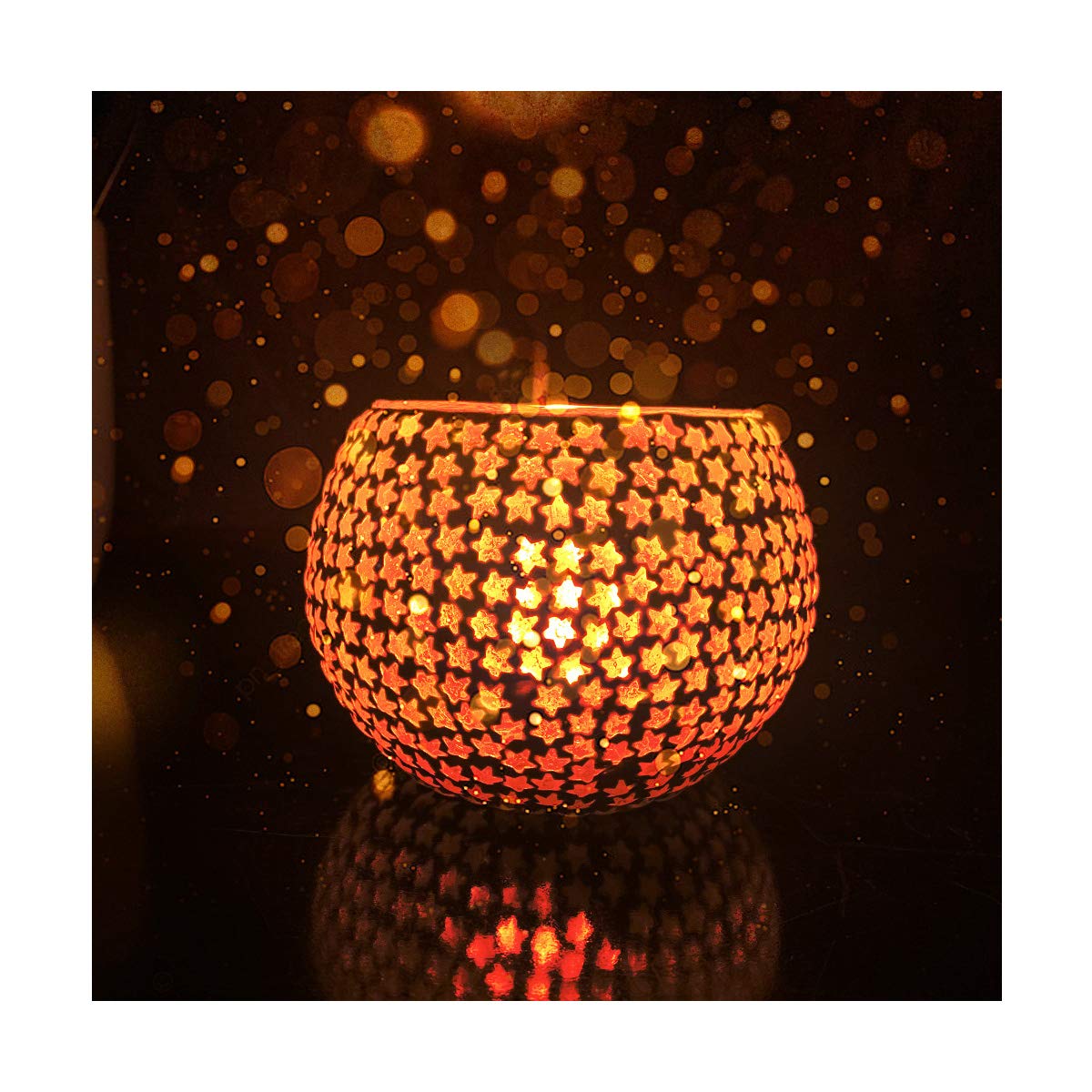 Mosaic Glass Tealight Candle Holder (Pack of 2)Multi-Stars