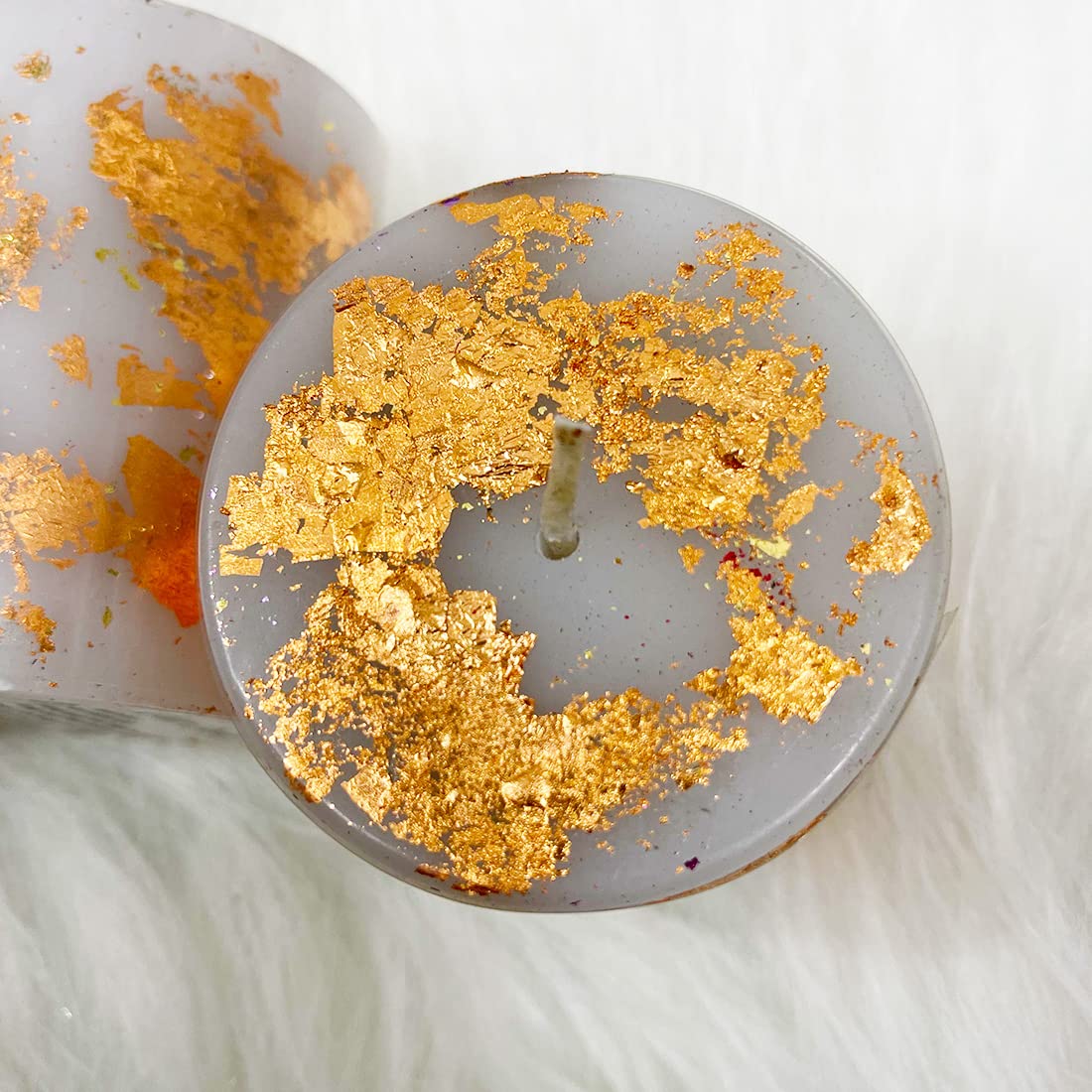 Gold Leaf Metallic Pillar Candle (Rose Gold) Set of 2