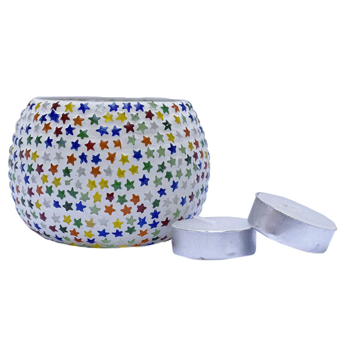 Mosaic Glass Tealight Candle Holder (Pack of 2)Colorful Multi-Stars