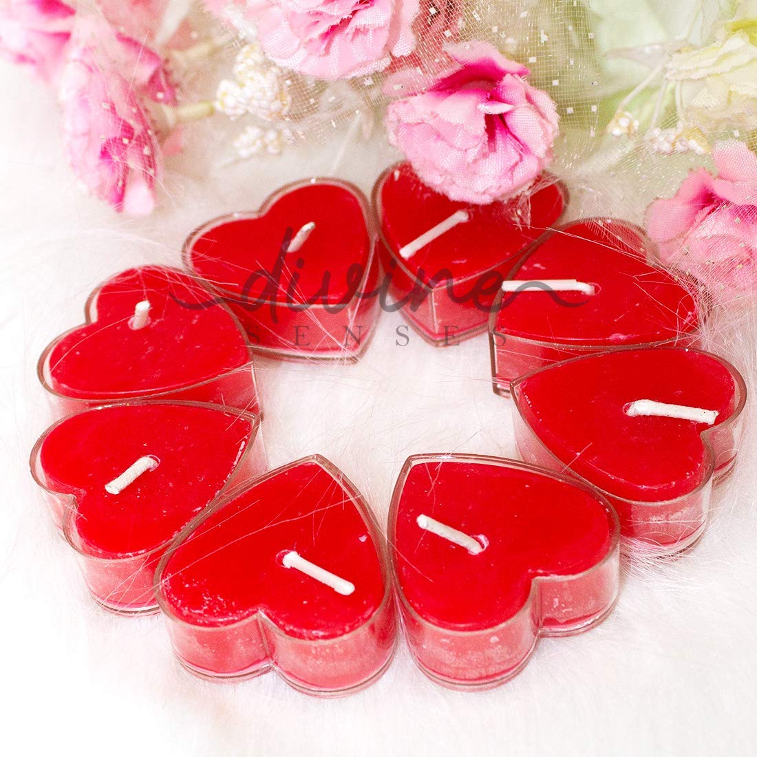 Rose & Lily Valentine's Day Candle & Heart Candles ( Pack of 8)