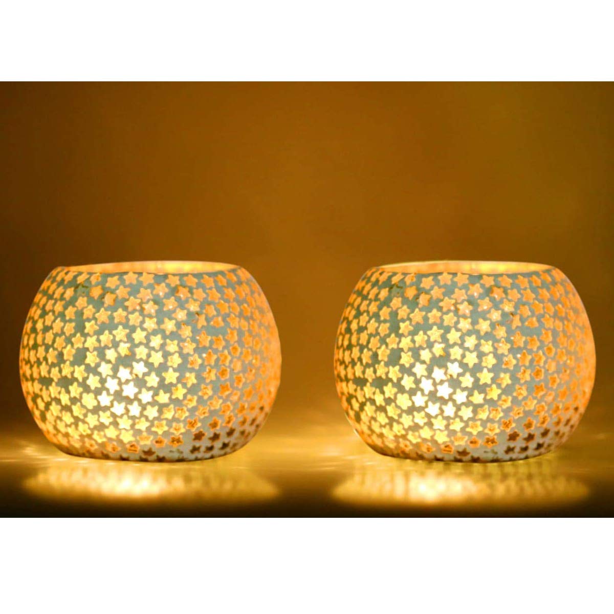 Mosaic Glass Tealight Candle Holder (Pack of 2)Multi-Stars