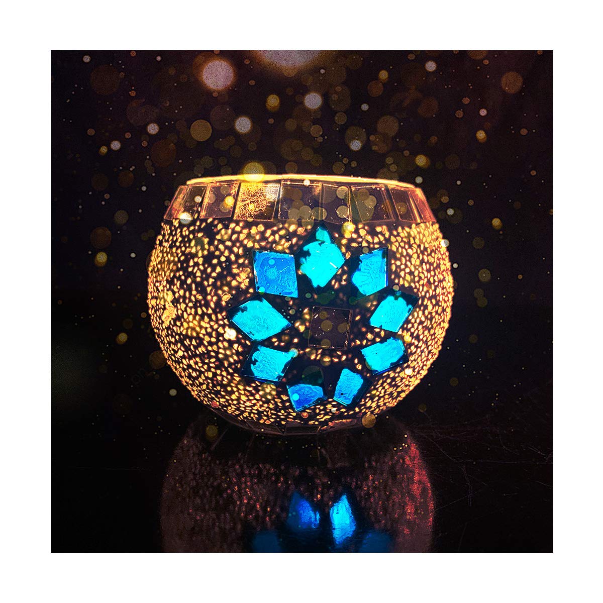 Mosaic Glass Tealight Candle Holder (Pack of 2)Moroccan Blue