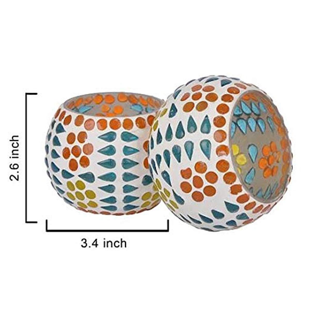 Mosaic Glass Tealight Candle Holder (Pack of 2)Designer Red-Blue