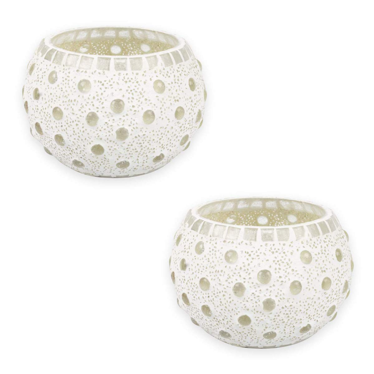 Mosaic Glass Tealight Candle Holder (Pack of 2) Crsytal