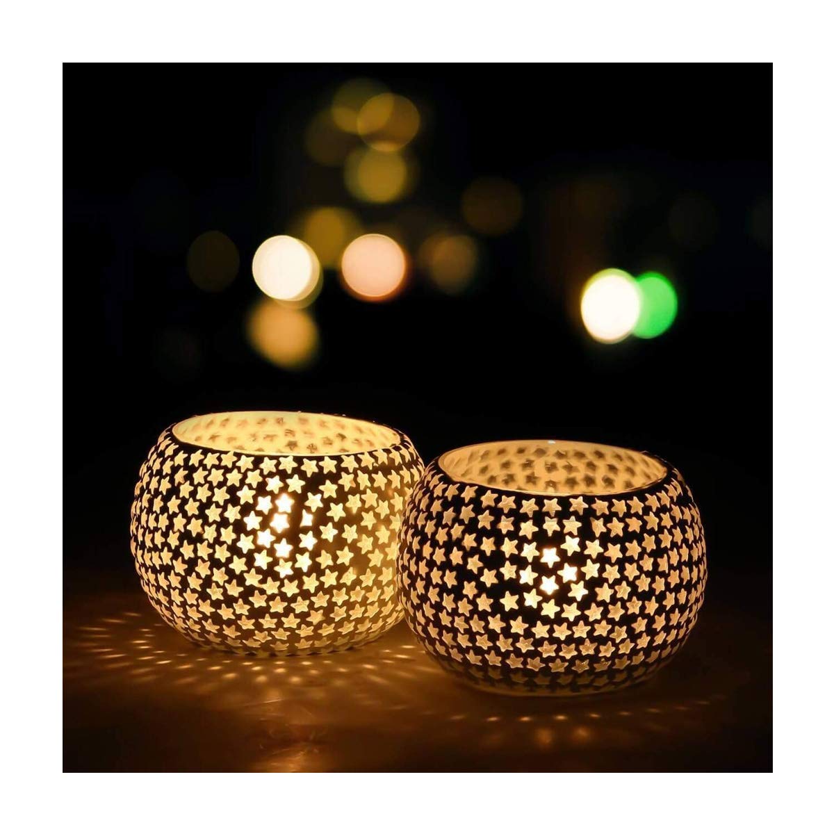 Mosaic Glass Tealight Candle Holder (Pack of 2)Multi-Stars