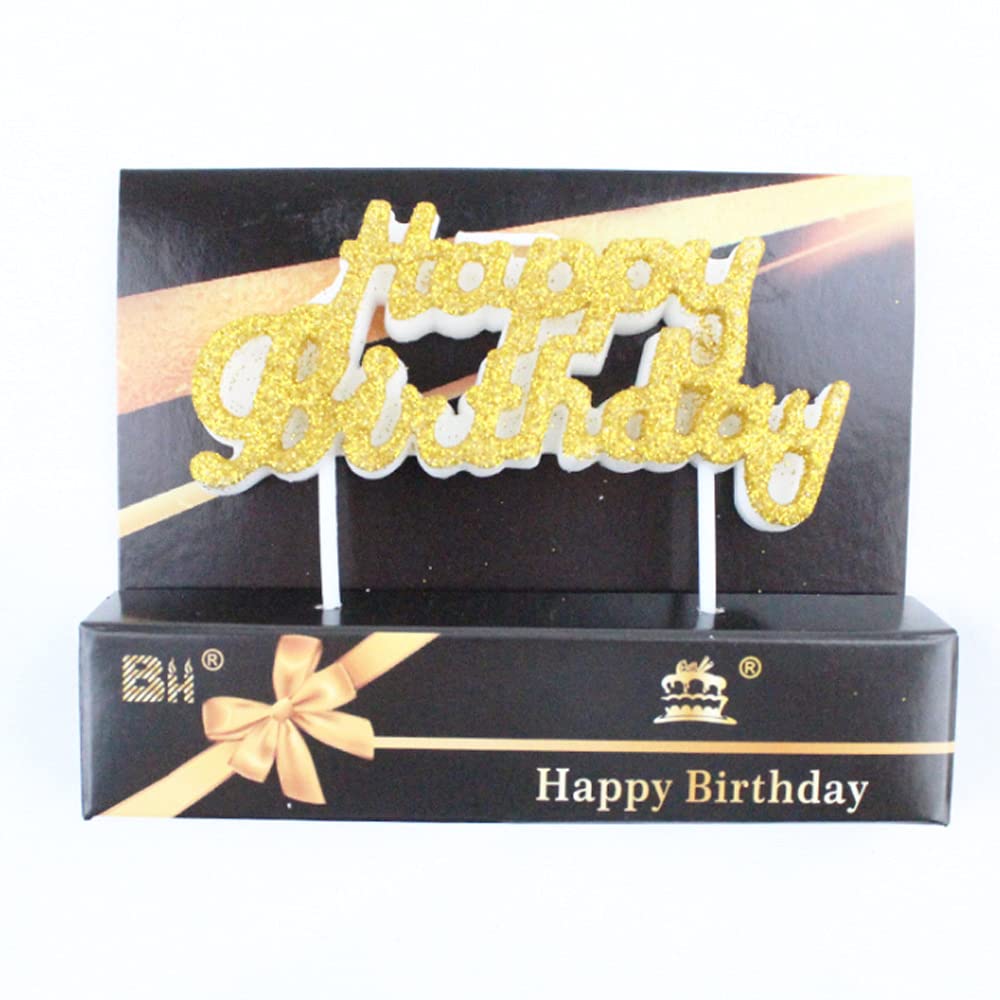 Golden Happy Birthday Letter Candle
