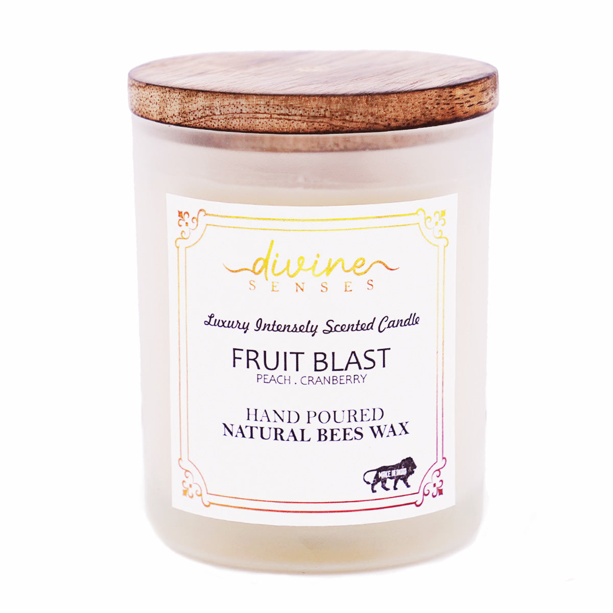 Beeswax Scented Candle with Glass Jar - Peach & Cranberry