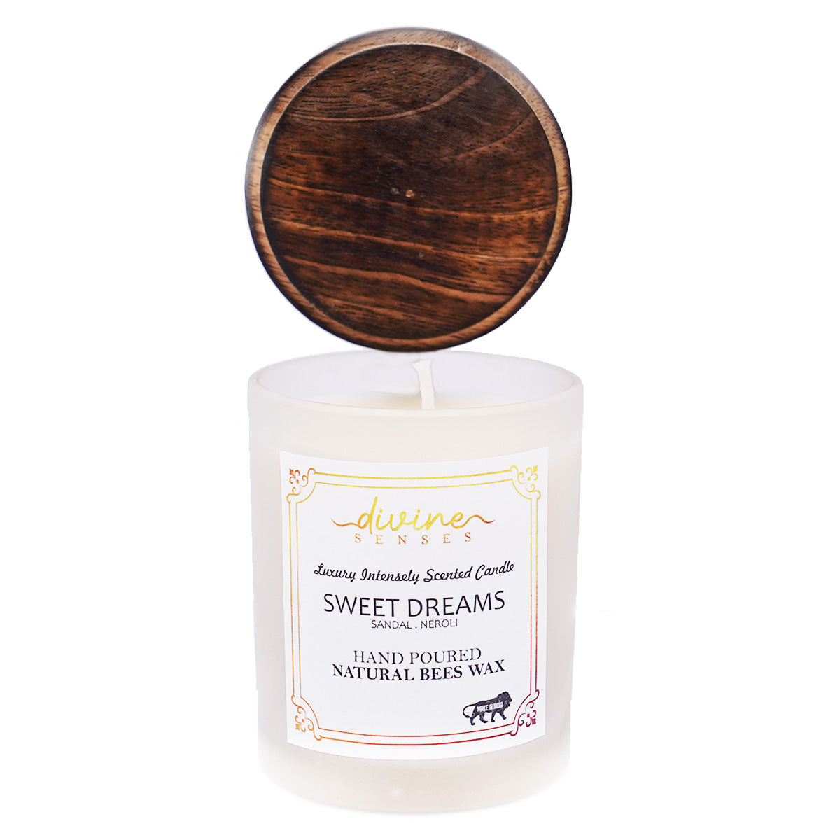 Beeswax Scented Candle with Glass Jar - Sandalwood & Neroli
