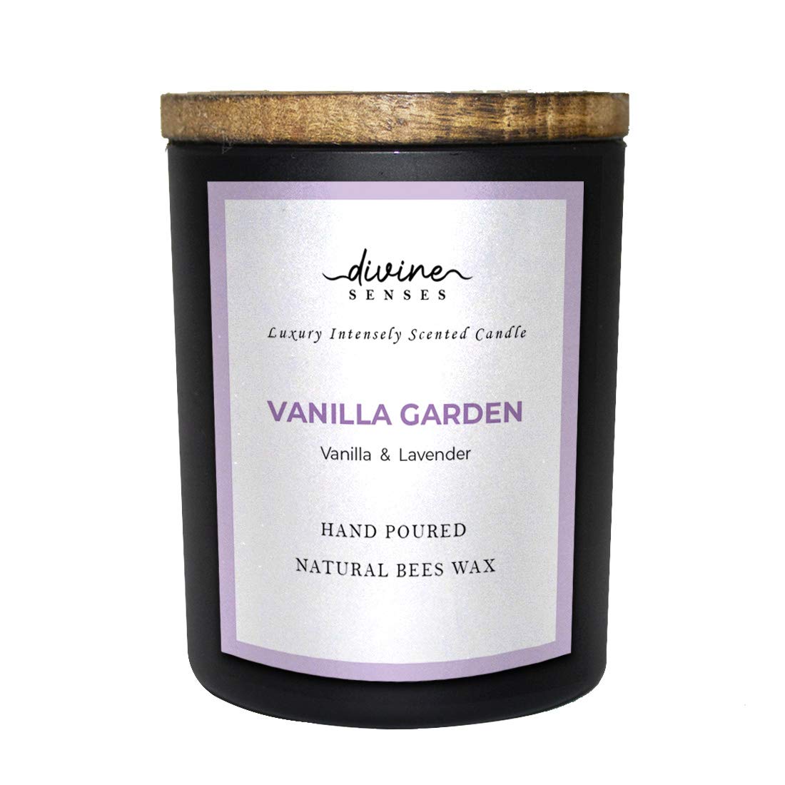 Vanilla & Lavender Matte Black Glass Jar Scented Candle