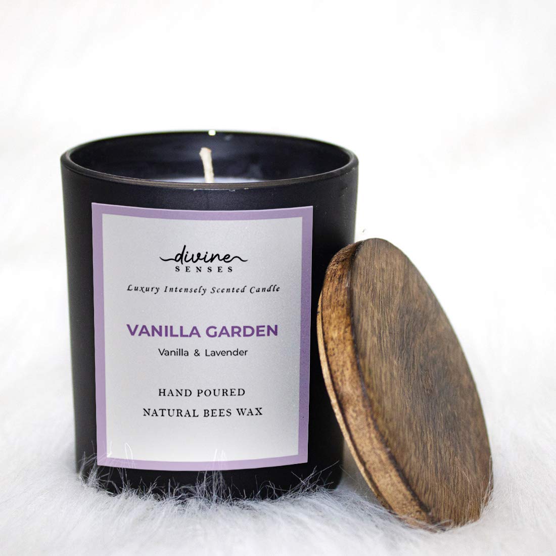 Vanilla & Lavender Matte Black Glass Jar Scented Candle