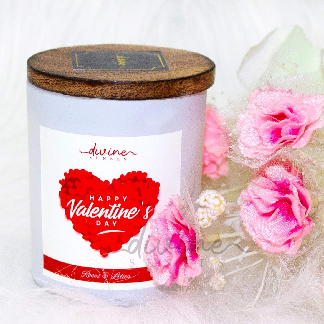 Rose & Lily Valentine's Day Candle for Home Decor