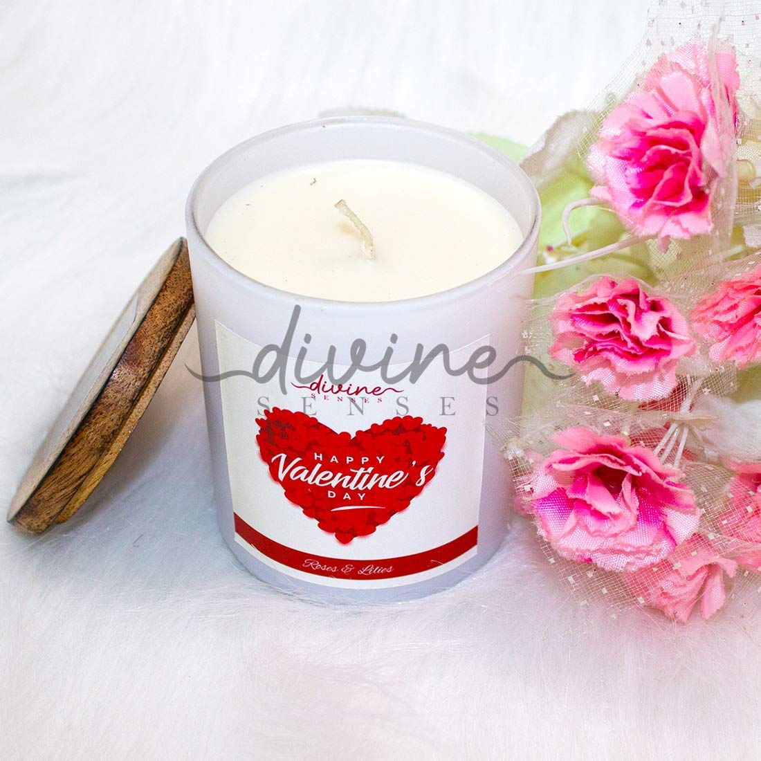 Rose & Lily Valentine's Day Candle for Home Decor