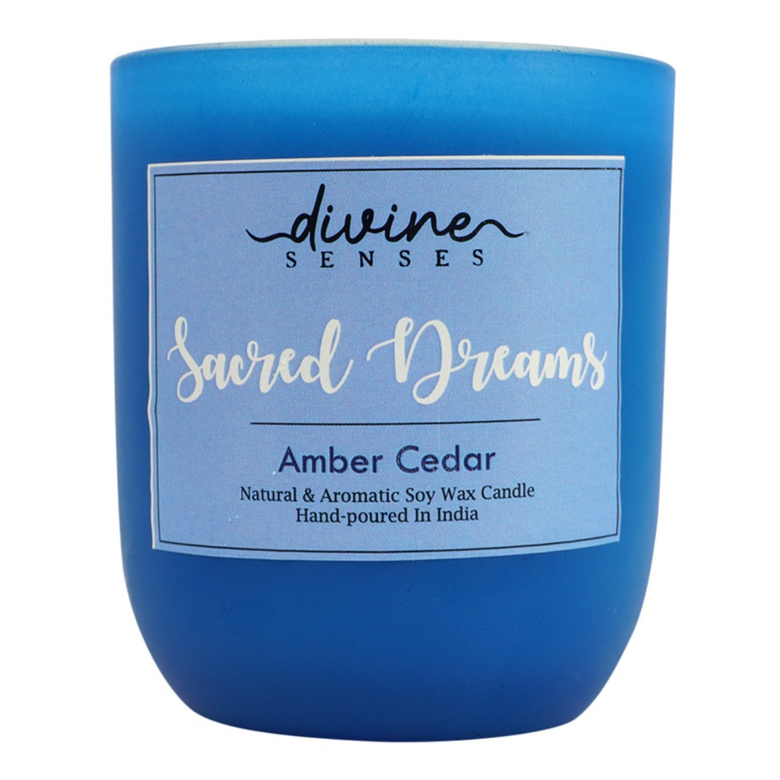 Divine Senses Amber and Cedar Blue Frosted Jar Candle