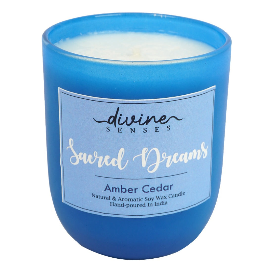 Divine Senses Amber and Cedar Blue Frosted Jar Candle