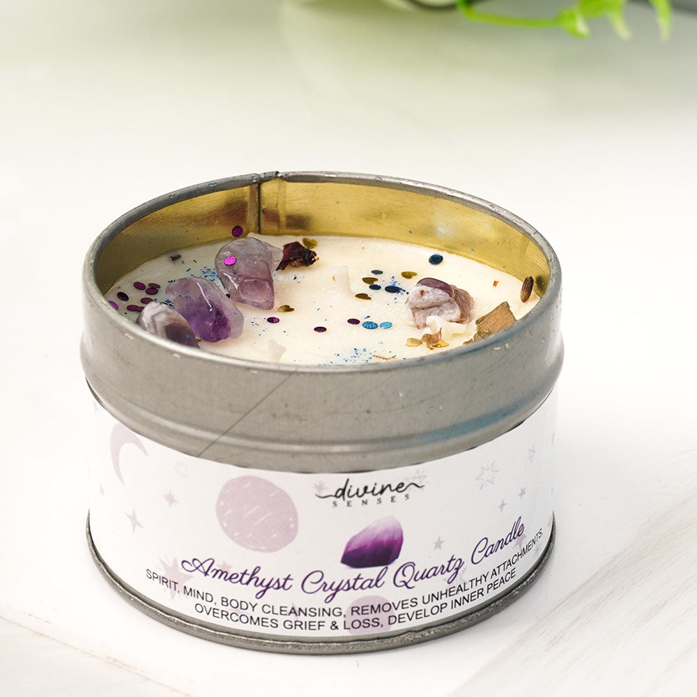 Amethyst Crystal Quartz Spell Candle