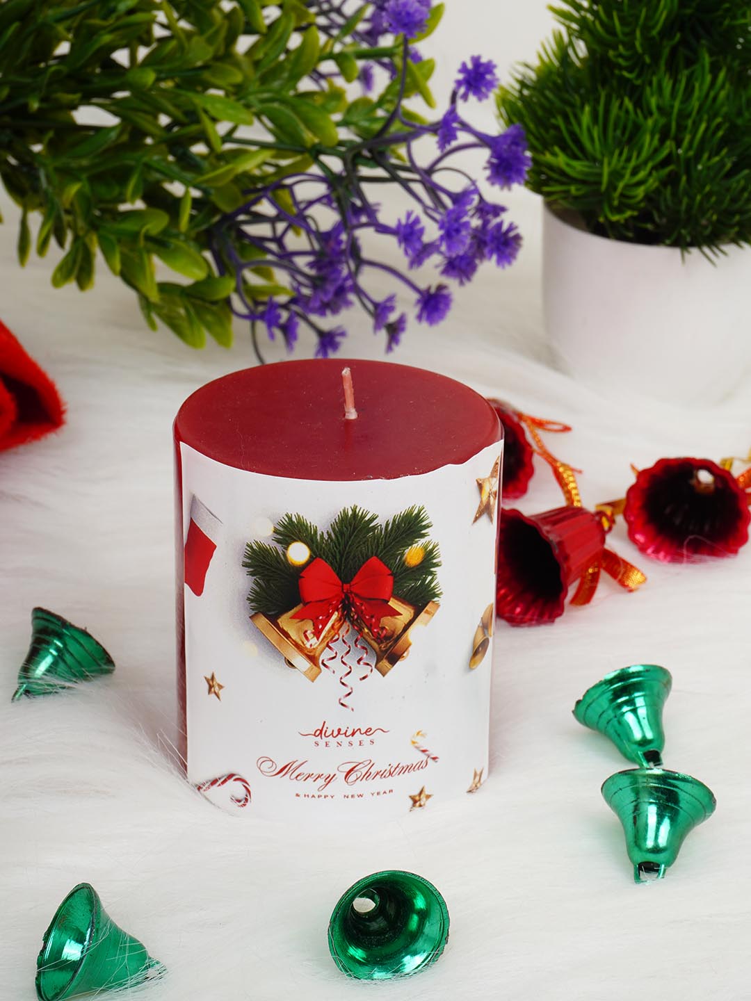 Gift for Christmas red Pillar Candle
