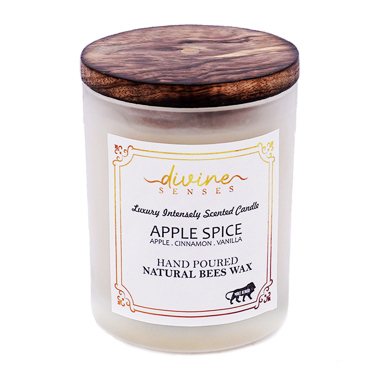 Beeswax Scented Candle with Glass Jar - Apple, Cinnamon & Vanilla