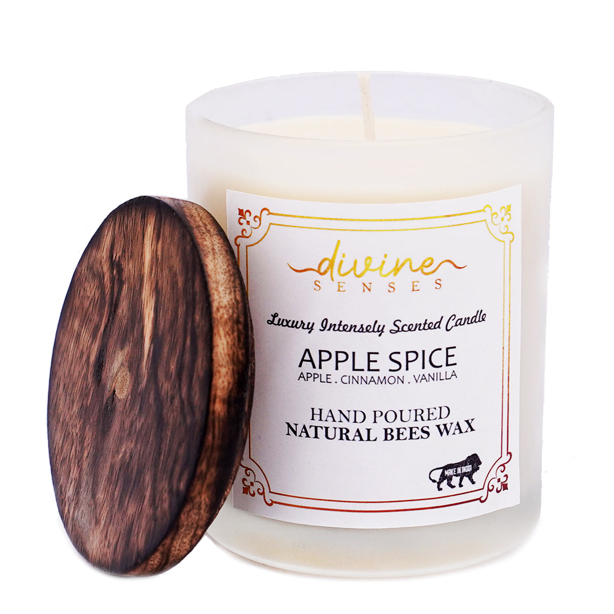 Beeswax Scented Candle with Glass Jar - Apple, Cinnamon & Vanilla