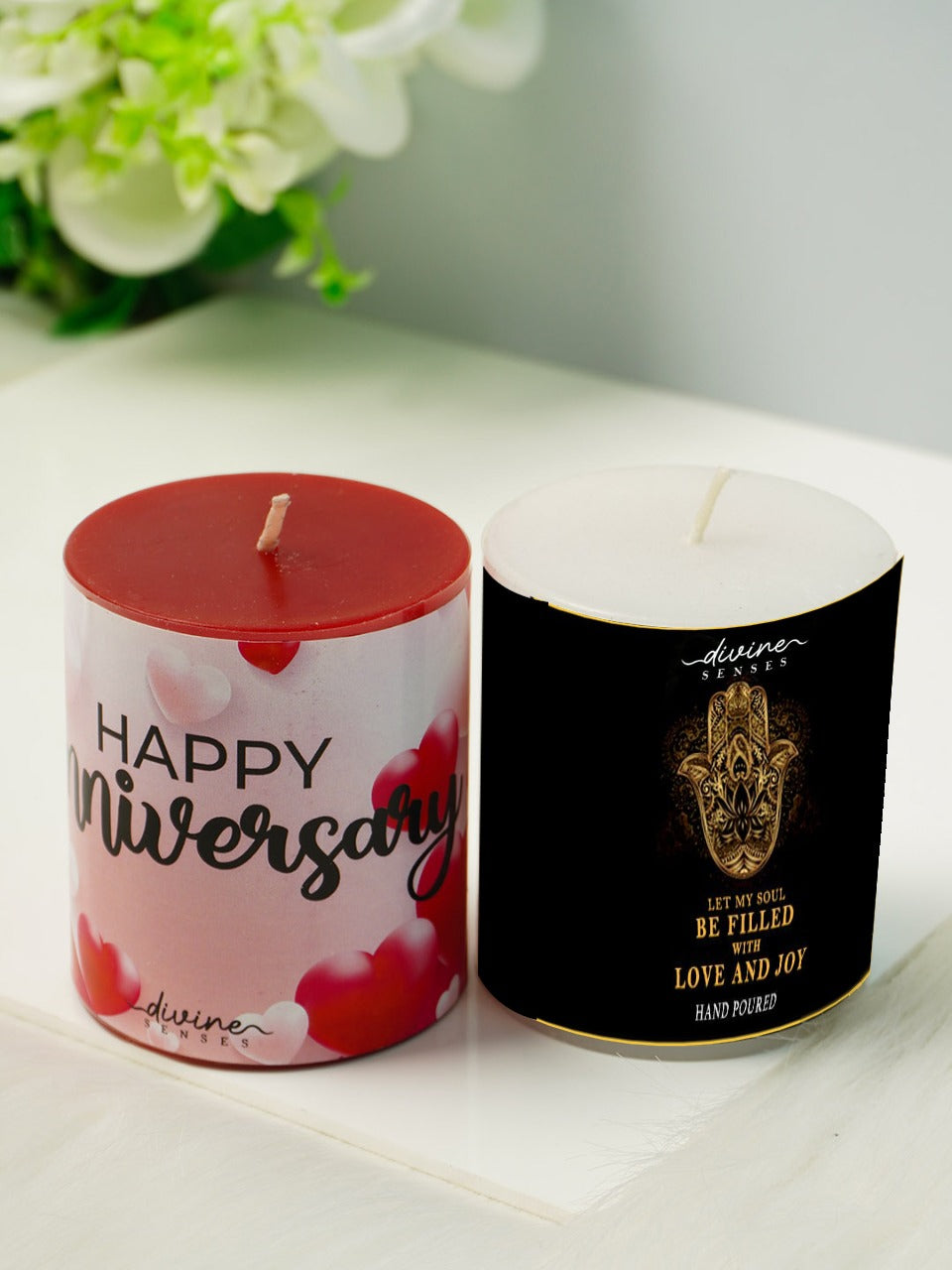 Red & White Candle with Personalized Message
