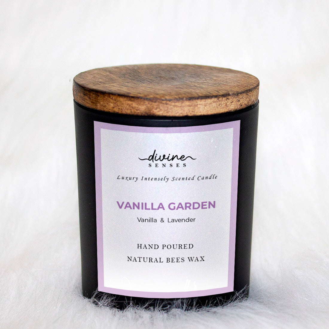 Vanilla & Lavender Matte Black Glass Jar Scented Candle