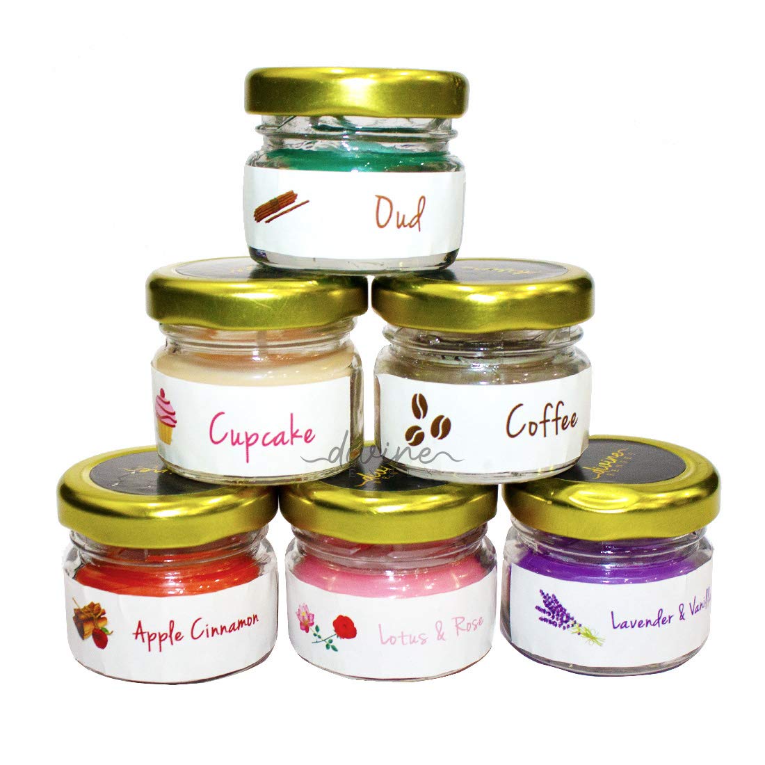 Exotic Scented Wax Mini Jar Candles - Pack of 6
