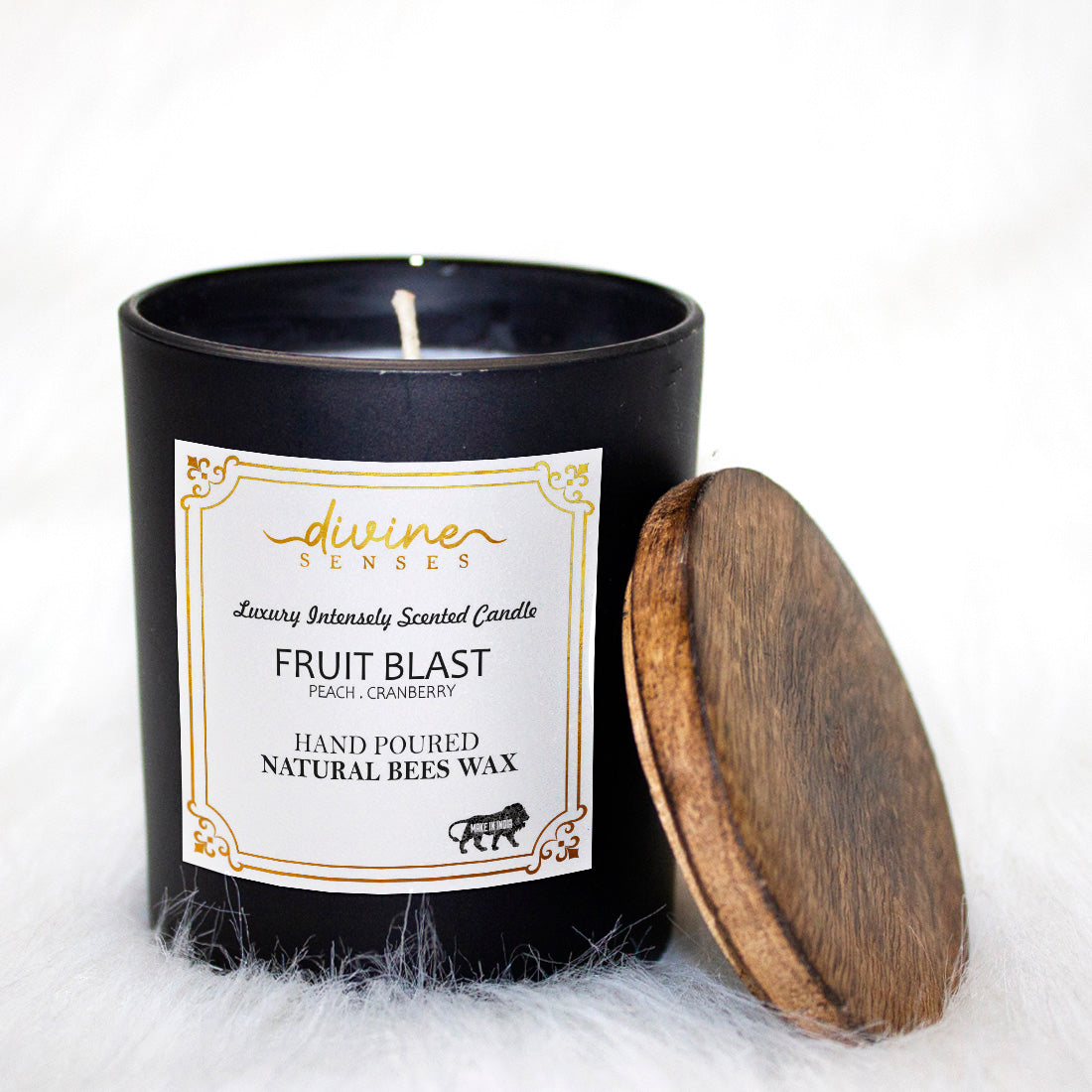 Peach & Cranberry Scented Natural Beeswax Candle for Home Decor