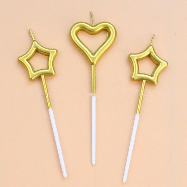 Birthday Candles Gold-Plated Love Pentagram 3-Pack