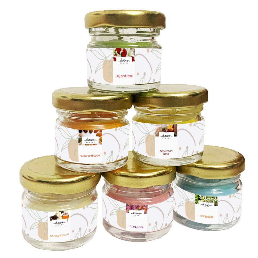 Intensely fragranced Candles Pack of 6 Mini jar